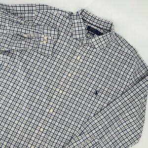 Polo Ralph Lauren Performance Shirt Men 2XB Blue White Check Stretch Long Sleeve